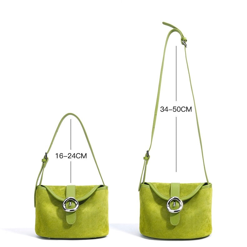 Womens Matte Genuine Leather Colorblock Handheld Crossbody Bag