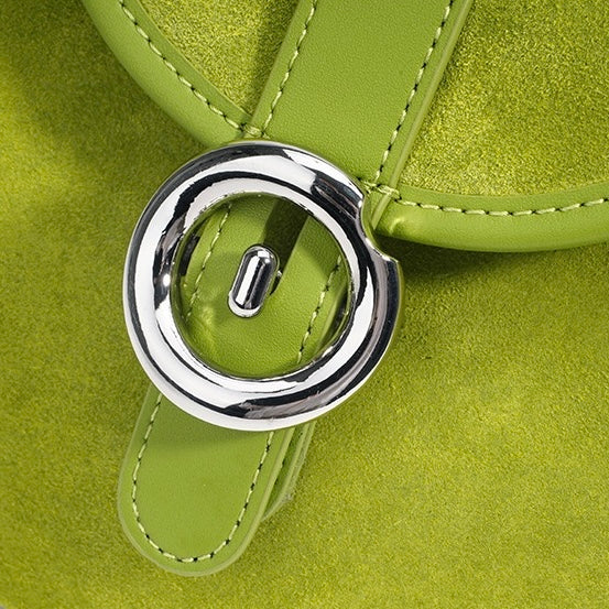 Womens Matte Genuine Leather Colorblock Handheld Crossbody Bag