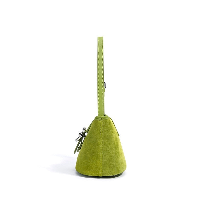 Womens Matte Genuine Leather Colorblock Handheld Crossbody Bag