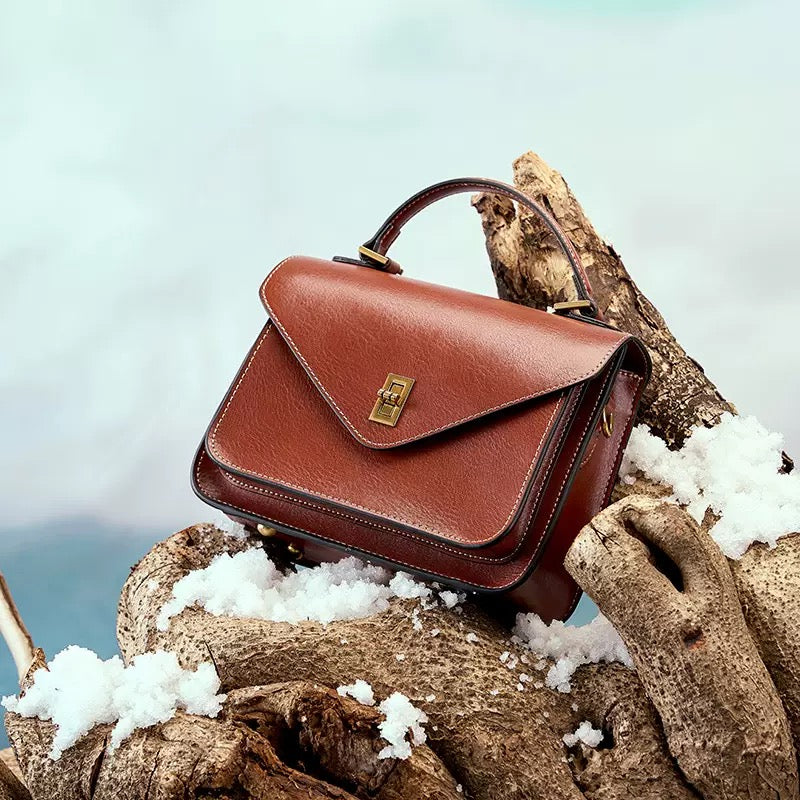 Womens Genuine Leather Postman Crossbody Shoulder Tote Bag in Elegant