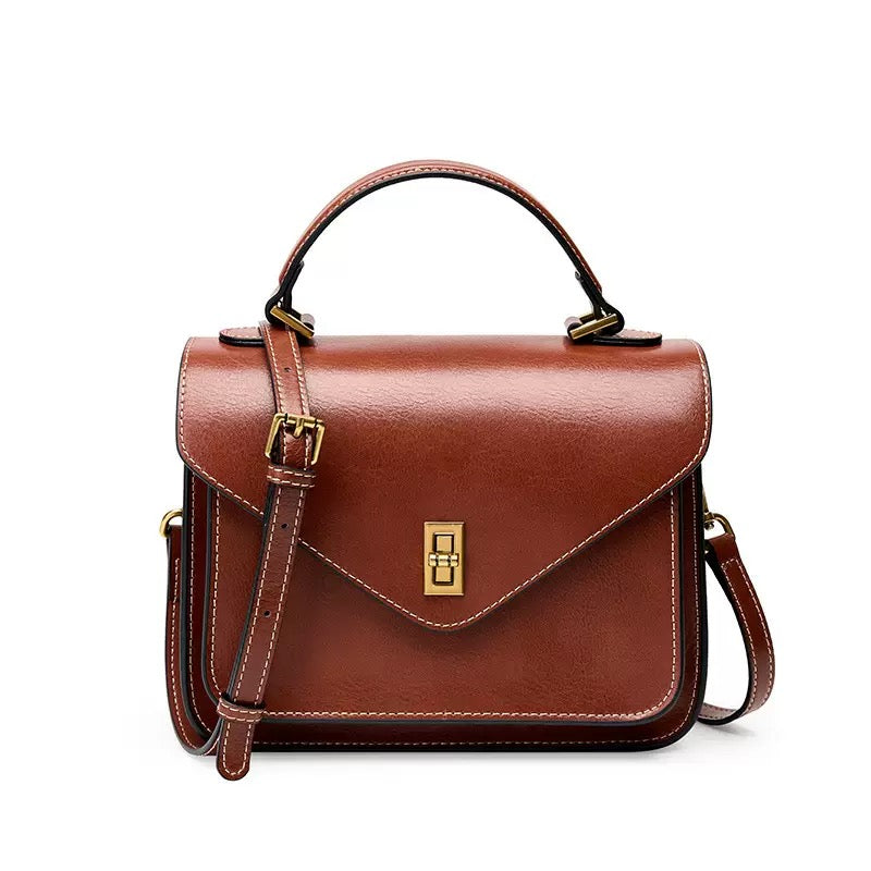 Womens Genuine Leather Postman Crossbody Shoulder Tote Bag in Elegant