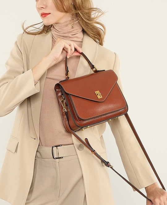 Womens Genuine Leather Postman Crossbody Shoulder Tote Bag in Elegant