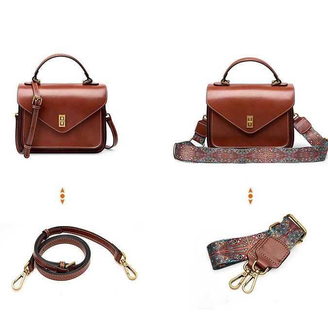 Womens Genuine Leather Postman Crossbody Shoulder Tote Bag in Elegant