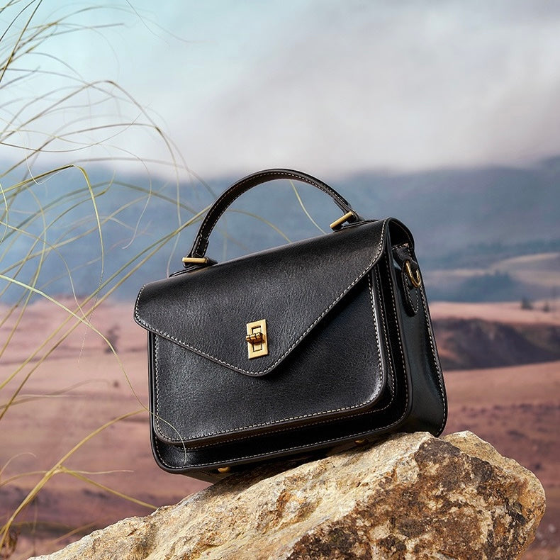 Womens Genuine Leather Postman Crossbody Shoulder Tote Bag in Elegant