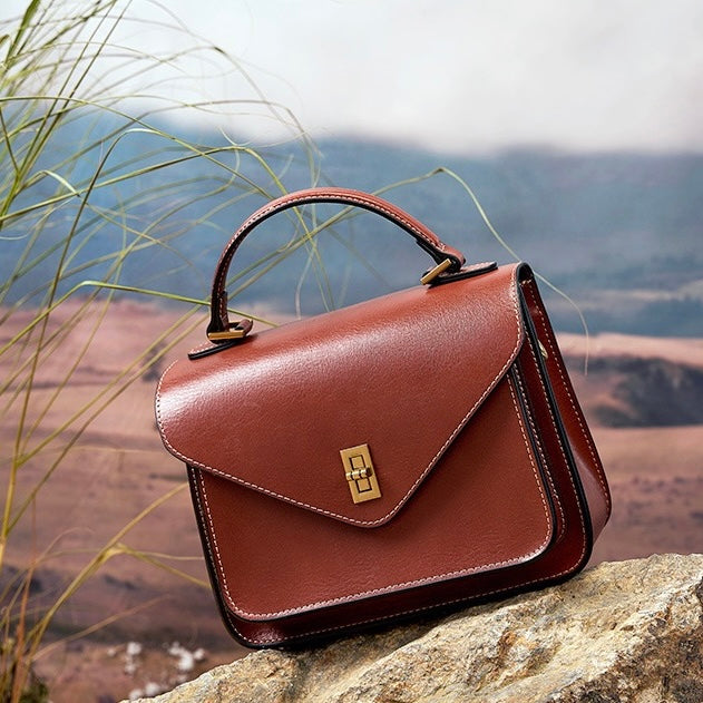 Womens Genuine Leather Postman Crossbody Shoulder Tote Bag in Elegant