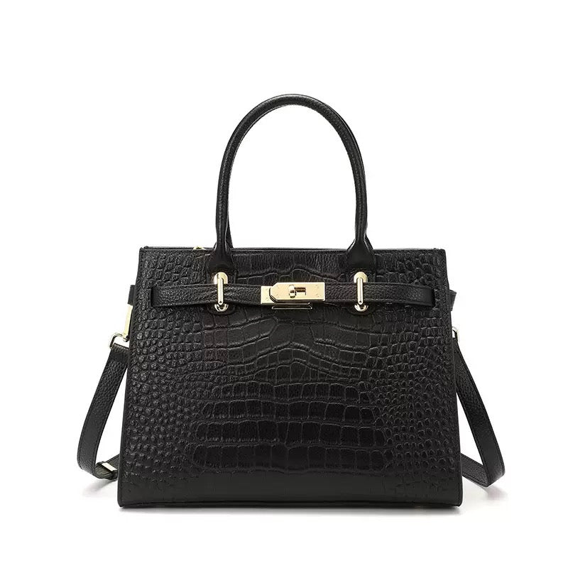 Womens Genuine Leather Classic Everyday Crossbody Tote Bag