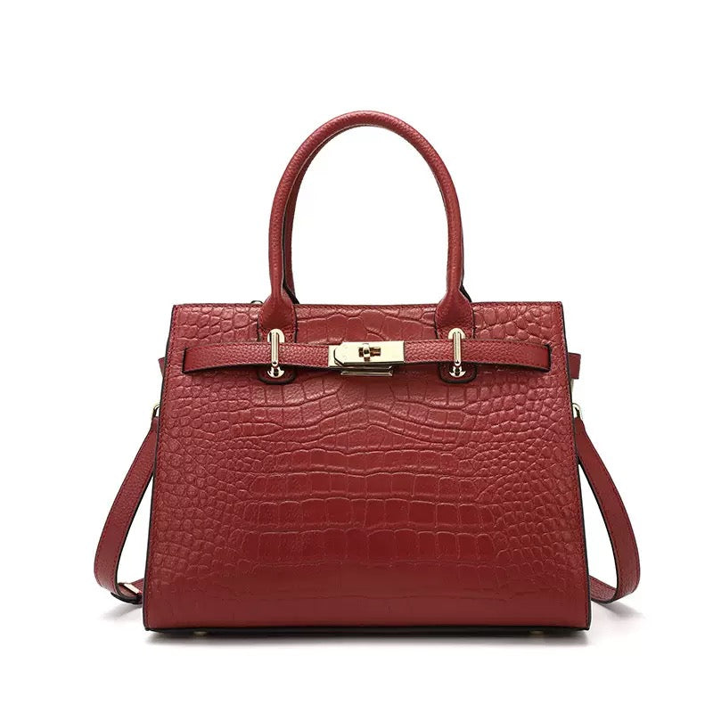 Womens Genuine Leather Classic Everyday Crossbody Tote Bag