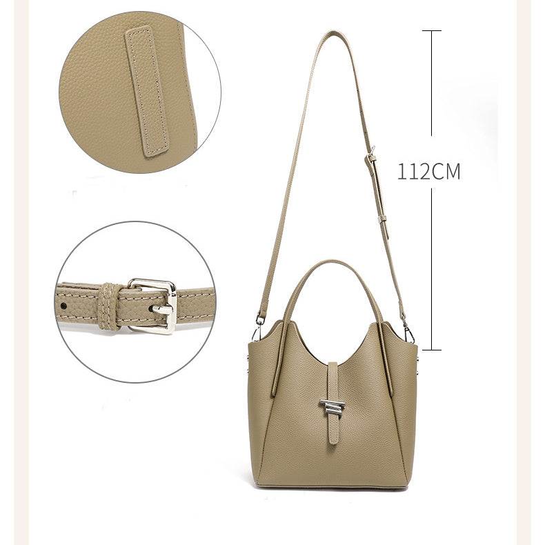 Womens Genuine Leather Commuter Top Handle Crossbody Shoulder Bag In Minimalist Style