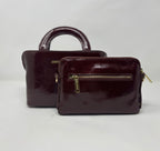 Sac à main en cuir, deux en un, rouge bordeaux vernis | Clarence