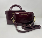 Sac à main en cuir, deux en un, rouge bordeaux vernis | Clarence