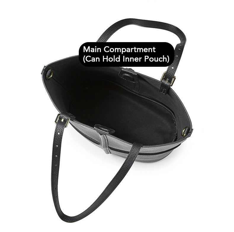 Womens Luxury Genuine Leather Commuter Tote Bag with Inner Pouch