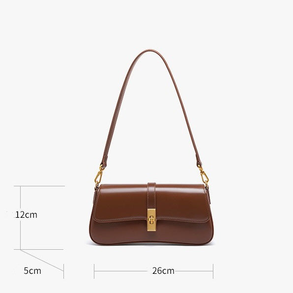 Womens Genuine Leather Vintage Crossbody Shoulder Baguette Bag