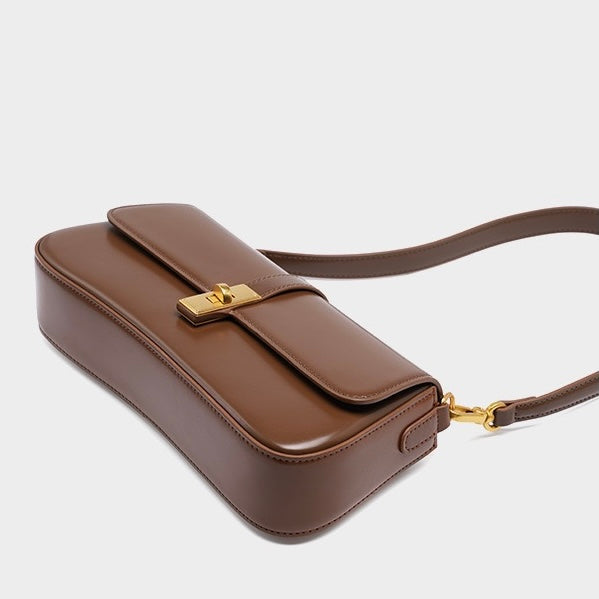 Womens Genuine Leather Vintage Crossbody Shoulder Baguette Bag