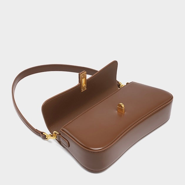 Womens Genuine Leather Vintage Crossbody Shoulder Baguette Bag
