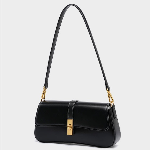 Womens Genuine Leather Vintage Crossbody Shoulder Baguette Bag