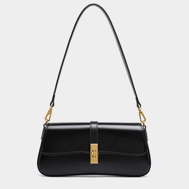 Womens Genuine Leather Vintage Crossbody Shoulder Baguette Bag