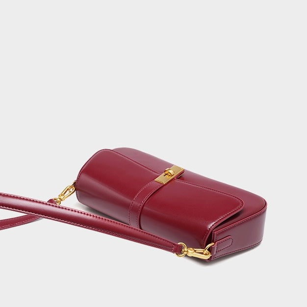 Womens Genuine Leather Vintage Crossbody Shoulder Baguette Bag