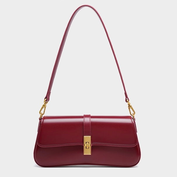 Womens Genuine Leather Vintage Crossbody Shoulder Baguette Bag