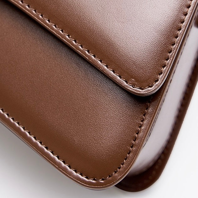 Womens Genuine Leather Multifunctional Baguette Shoulder Bag with French Chic