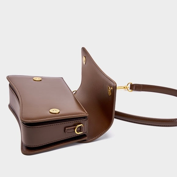 Womens Genuine Leather Multifunctional Baguette Shoulder Bag with French Chic