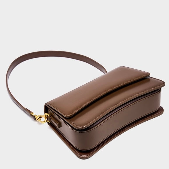 Womens Genuine Leather Multifunctional Baguette Shoulder Bag with French Chic