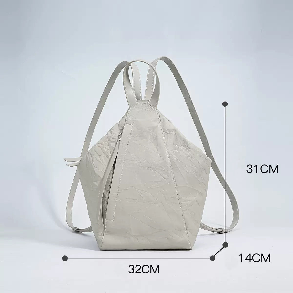 Womens Genuine Leather Niche Pleated Convertible Backpack
