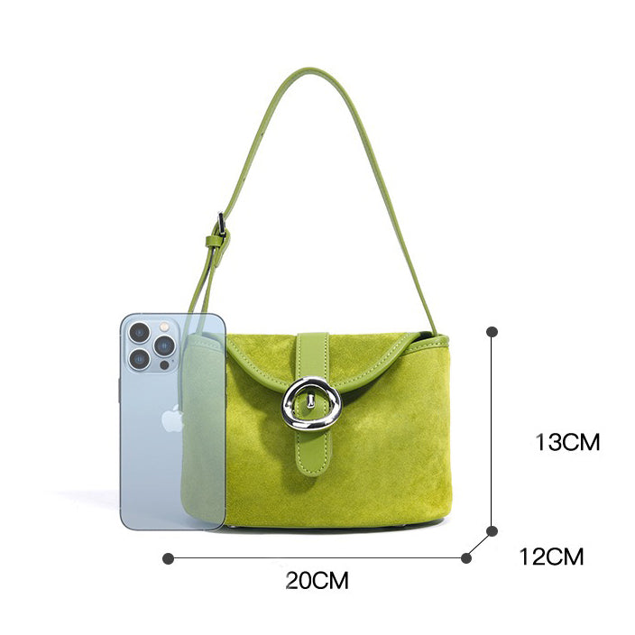 Womens Matte Genuine Leather Colorblock Handheld Crossbody Bag