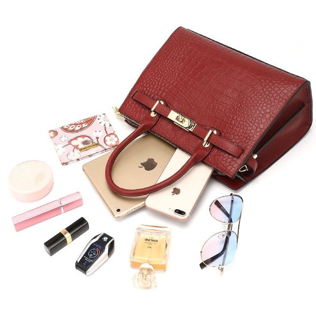Womens Genuine Leather Classic Everyday Crossbody Tote Bag