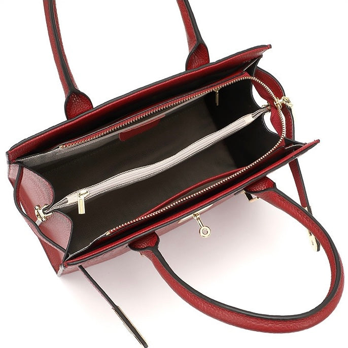Womens Genuine Leather Classic Everyday Crossbody Tote Bag