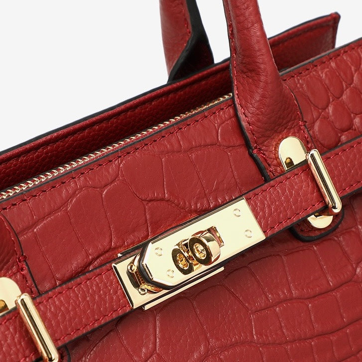 Womens Genuine Leather Classic Everyday Crossbody Tote Bag