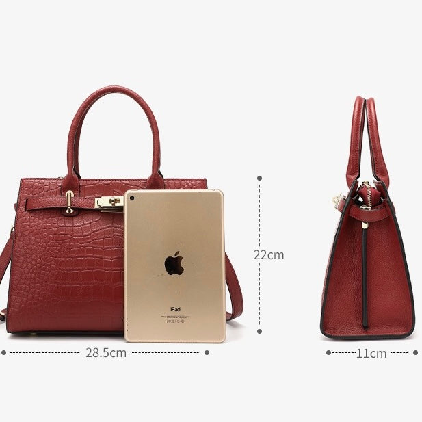 Womens Genuine Leather Classic Everyday Crossbody Tote Bag