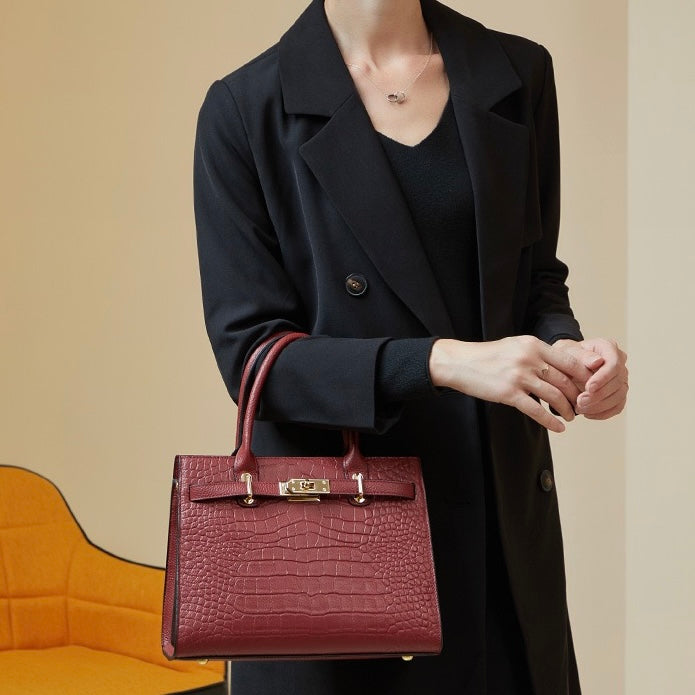 Womens Genuine Leather Classic Everyday Crossbody Tote Bag