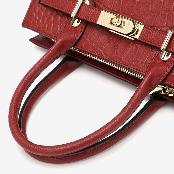 Womens Genuine Leather Classic Everyday Crossbody Tote Bag