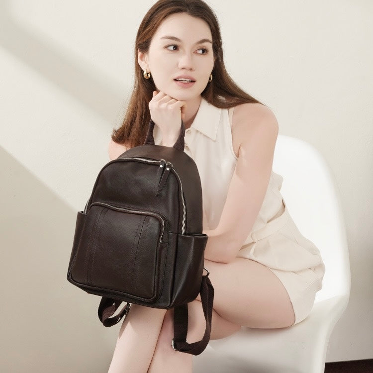 Stilvoller, großer, weicher Leder-Multifunktionsrucksack aus echtem Leder für Damen