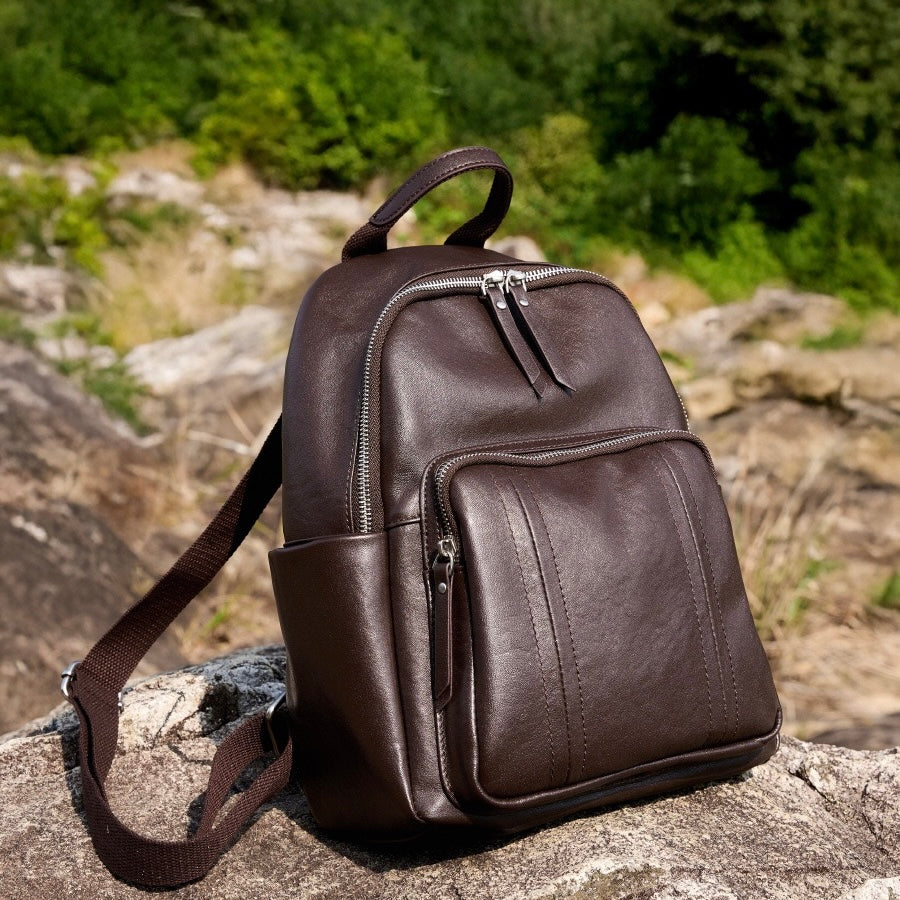 Stilvoller, großer, weicher Leder-Multifunktionsrucksack aus echtem Leder für Damen