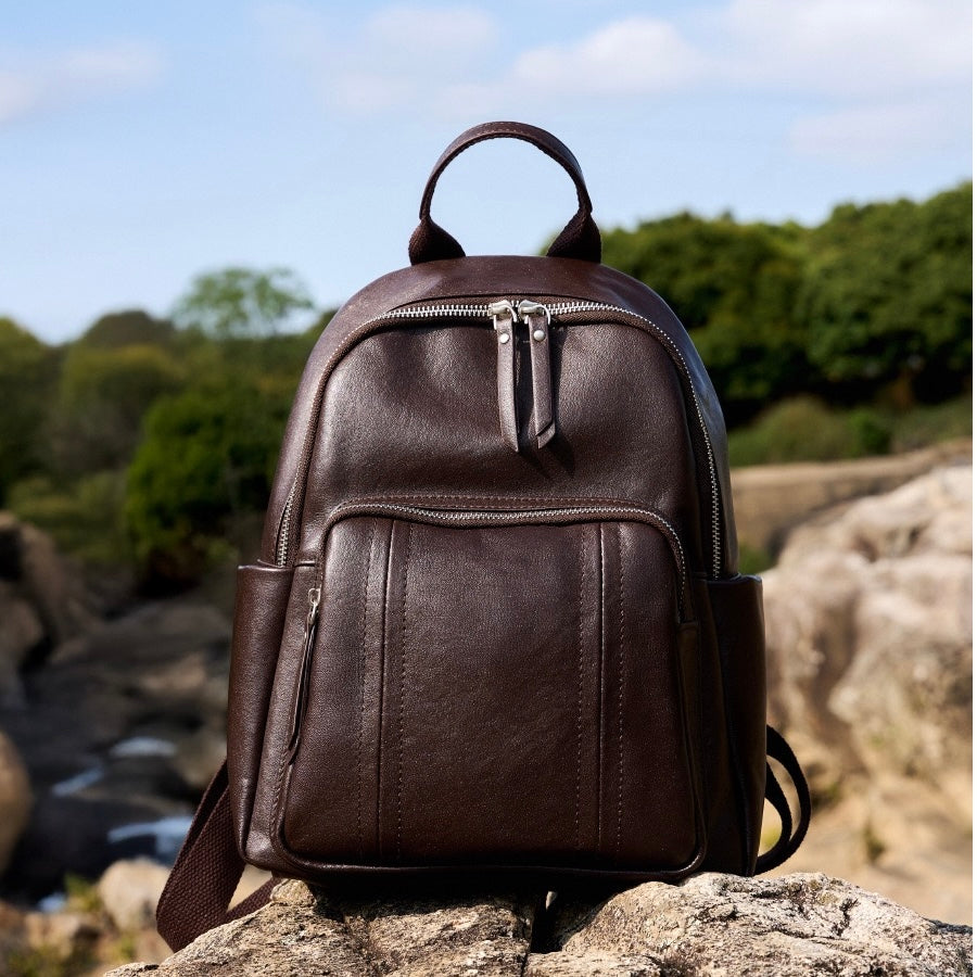 Stilvoller, großer, weicher Leder-Multifunktionsrucksack aus echtem Leder für Damen