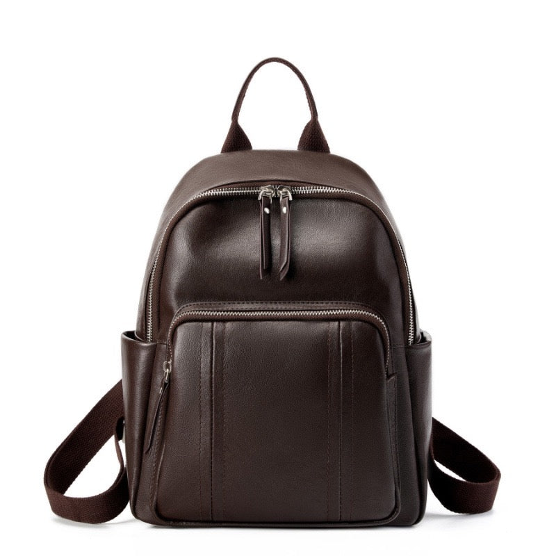 Stilvoller, großer, weicher Leder-Multifunktionsrucksack aus echtem Leder für Damen