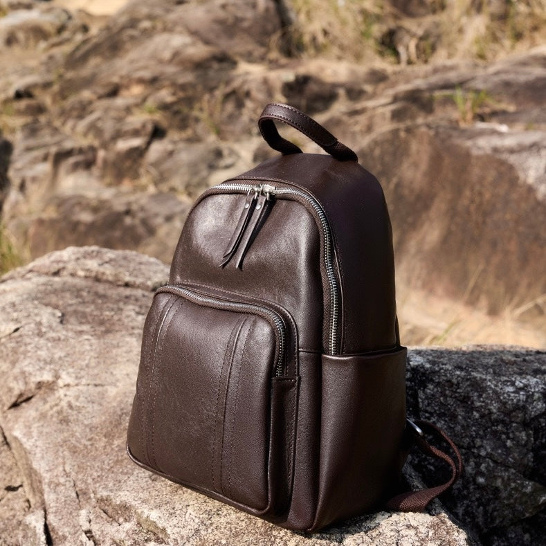 Stilvoller, großer, weicher Leder-Multifunktionsrucksack aus echtem Leder für Damen