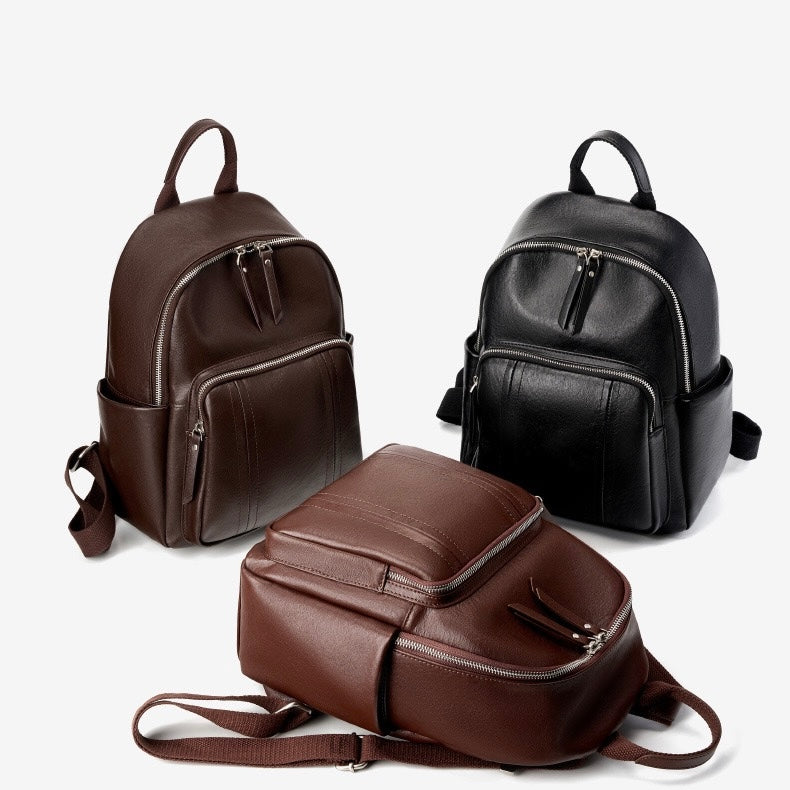 Stilvoller, großer, weicher Leder-Multifunktionsrucksack aus echtem Leder für Damen