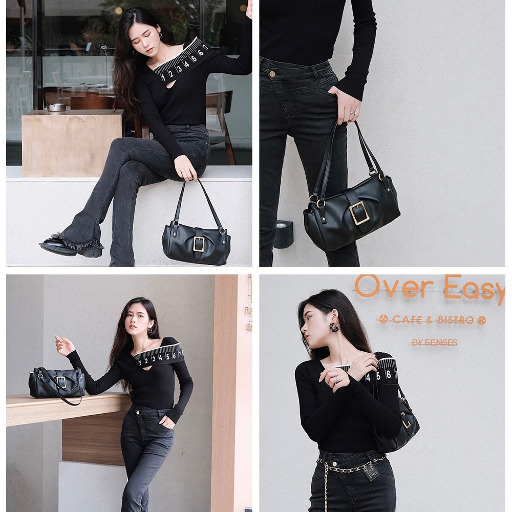 2025 Spring New Womens Genuine Leather Handheld & Underarm Baguette Bag