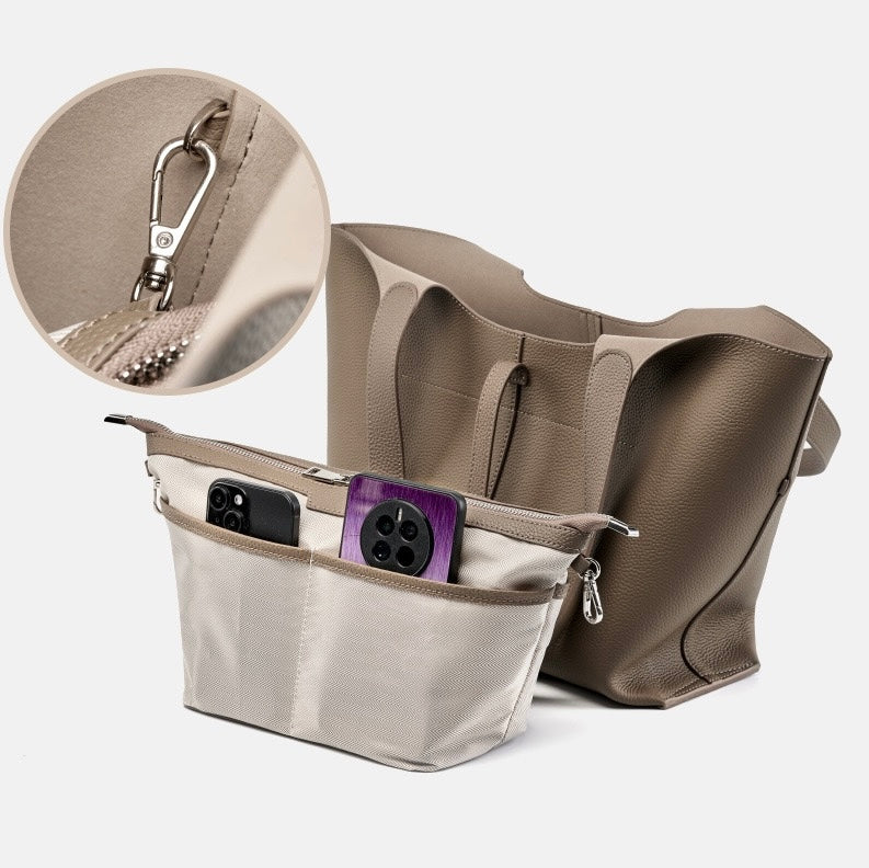 2025 New Womens Genuine Leather Large Capacity Commuter Tote Bag