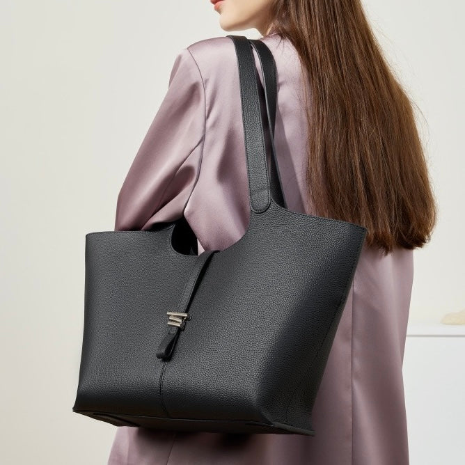 2025 New Womens Genuine Leather Large Capacity Commuter Tote Bag