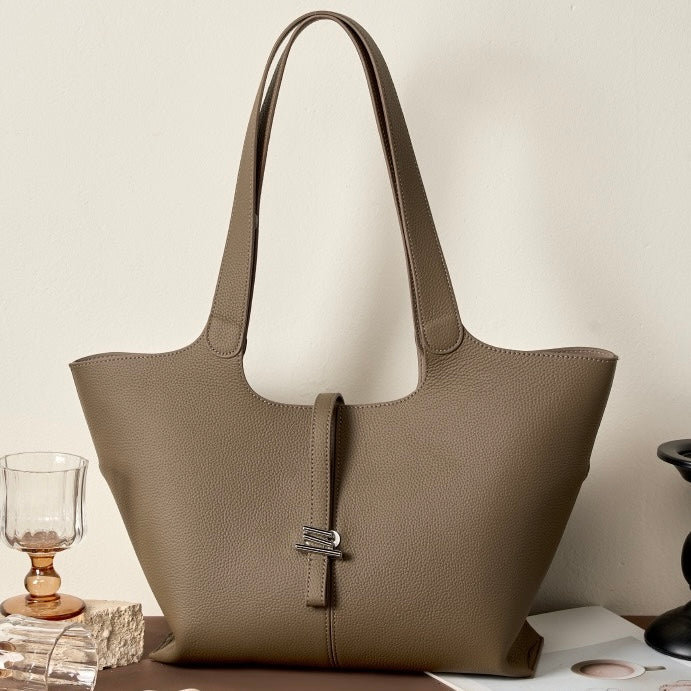 2025 New Womens Genuine Leather Large Capacity Commuter Tote Bag