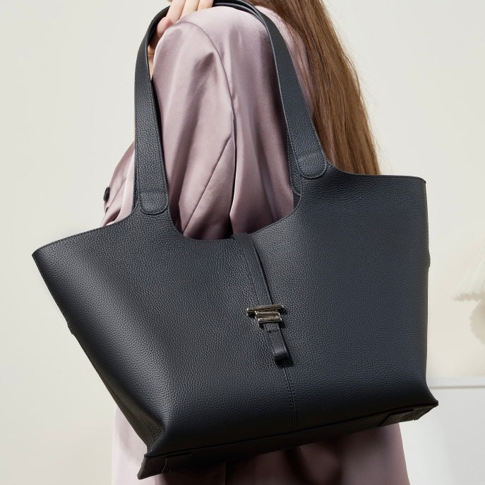 2025 New Womens Genuine Leather Large Capacity Commuter Tote Bag
