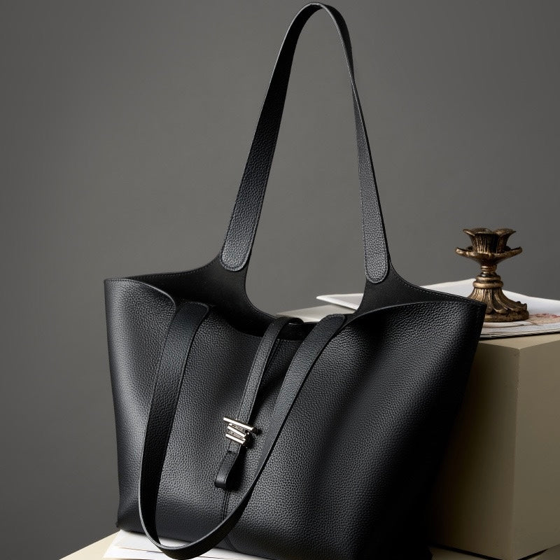 2025 New Womens Genuine Leather Large Capacity Commuter Tote Bag