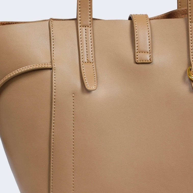 Womens Genuine Leather Vintage Lock Buckle Tote Bag