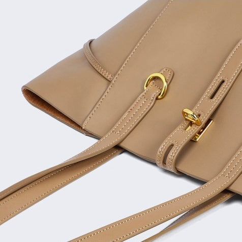 Womens Genuine Leather Vintage Lock Buckle Tote Bag