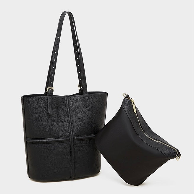 Womens Luxury Genuine Leather Commuter Tote Bag with Inner Pouch