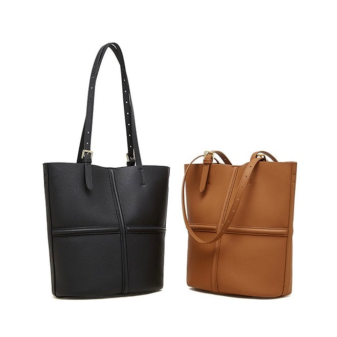 Womens Luxury Genuine Leather Commuter Tote Bag with Inner Pouch