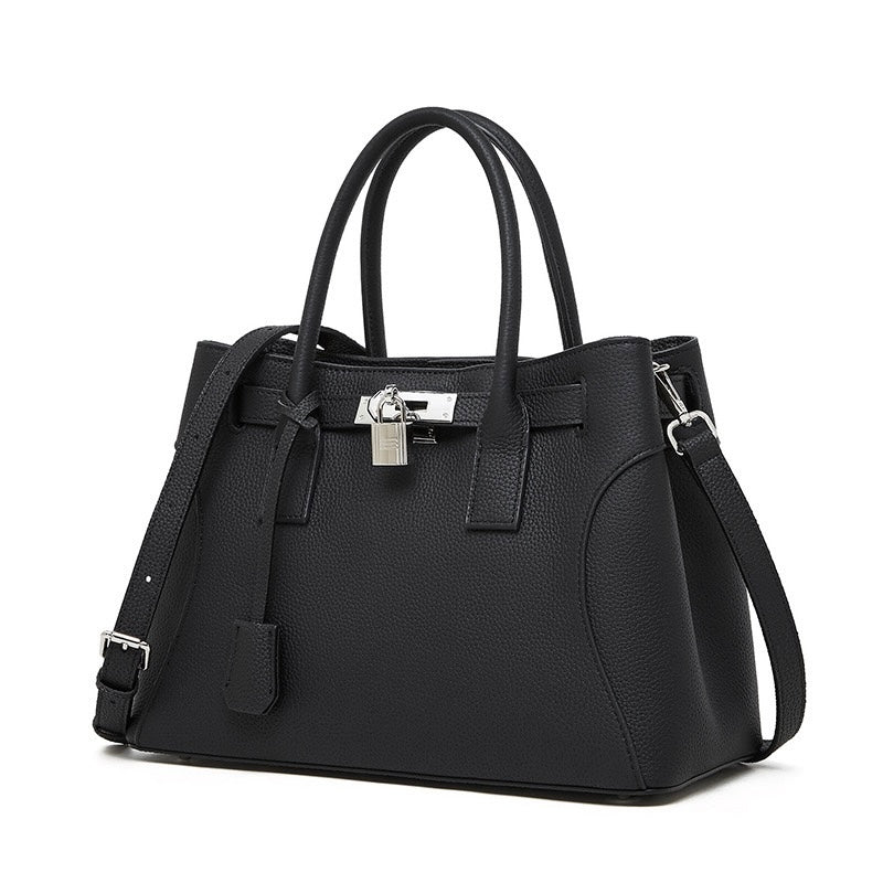 Womens Genuine Leather Platinum-Style Structured Shoulder Tote